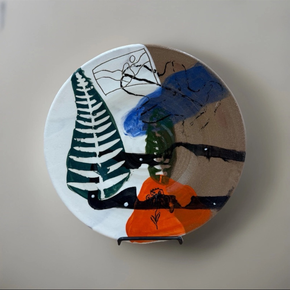 Artistically Appalachian Hand-Painted Studio Pottery Plate | Abstract Signed Art